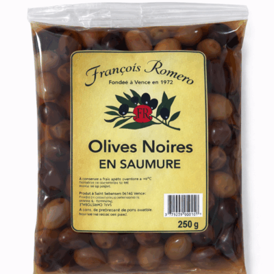 Olives noires en saumure en sachet -250 g